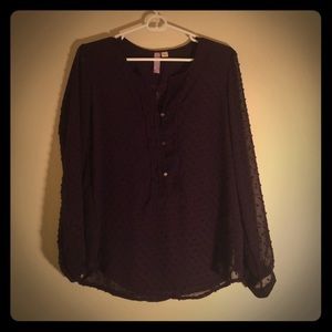 Purple Sheer Long Sleeved Blouse