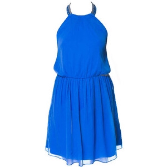 Zara Dresses & Skirts - NWT Stunning Blue Zara Embellished Halter Dress