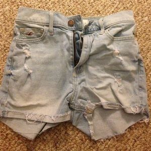 Hollister light wash high rise shorts