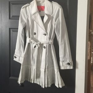Polka Dot White and Black Trench Coat