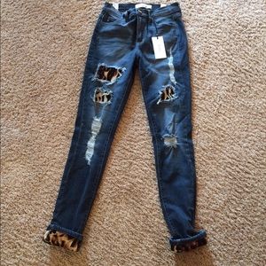 Animal Print Distressed jeans