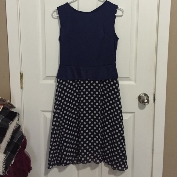 Navy Pot a Dot Dress