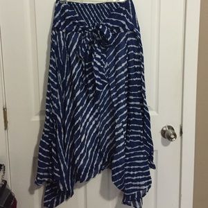 Blue and White Midi Skirt