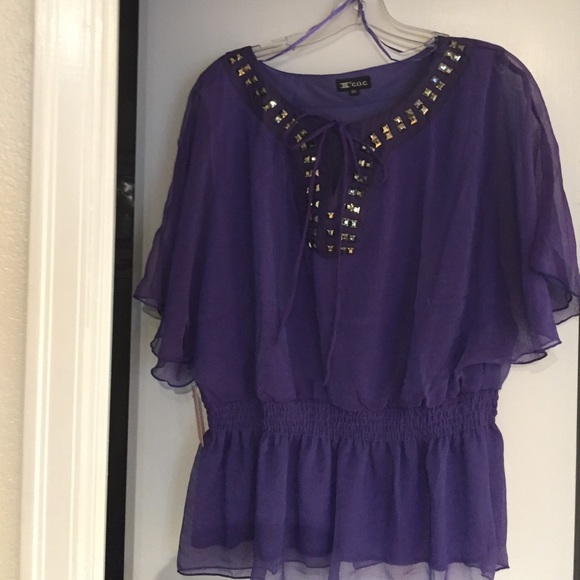 Brand-new chiffon top with sequins down the front