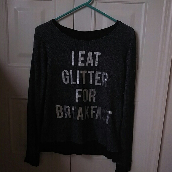 'I eat glitter for breakfast' graphic crew neck