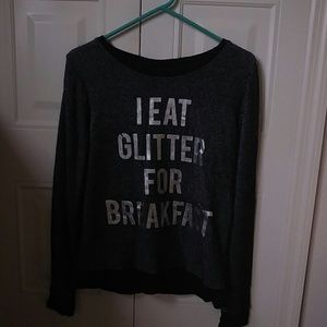 'I eat glitter for breakfast' graphic crew neck