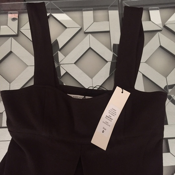 NWT Auth DVF Diane Brown Pocket Smock Dress 0 - Picture 2 of 4