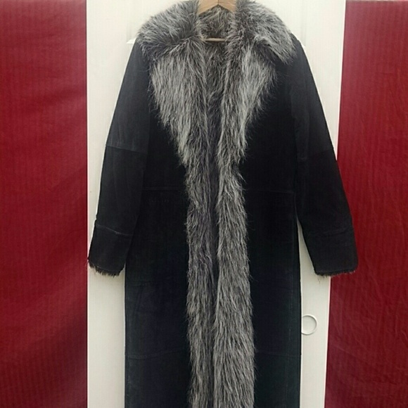 Black Suede Faux Fur Jacket