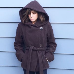 BCBG MaxAzria Hooded Wrap Coat