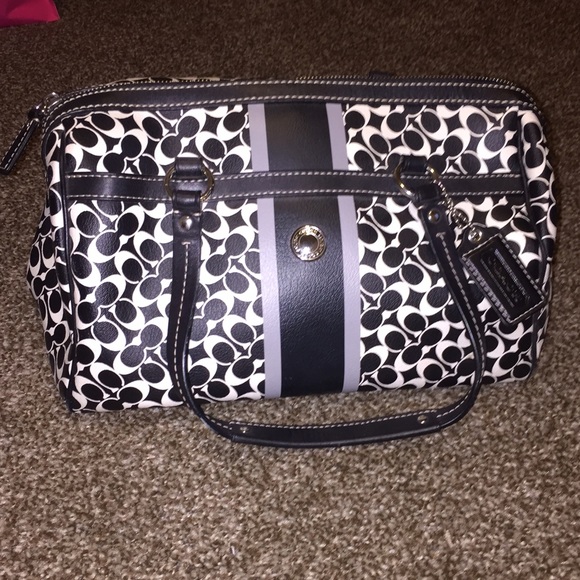 Black and white authentic coach purse