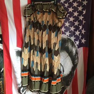 Indian pattern strapless dress