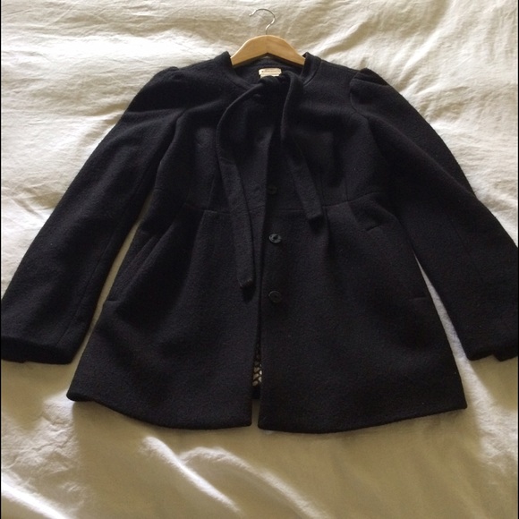 Anthropologie Black Boucle Jacket with Neck Tie - Picture 6 of 8