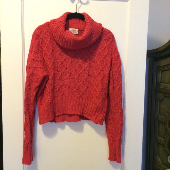 Red cowlneck sweater