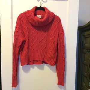 Red cowlneck sweater