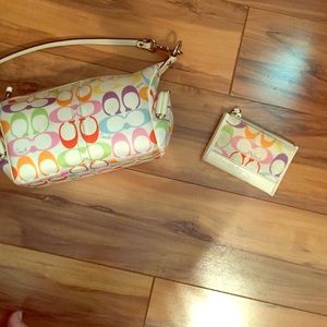 Authentic Colorful Coach purse and wallet