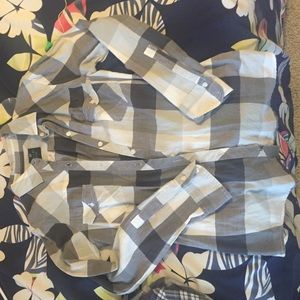 Grey and whit plaid shirt