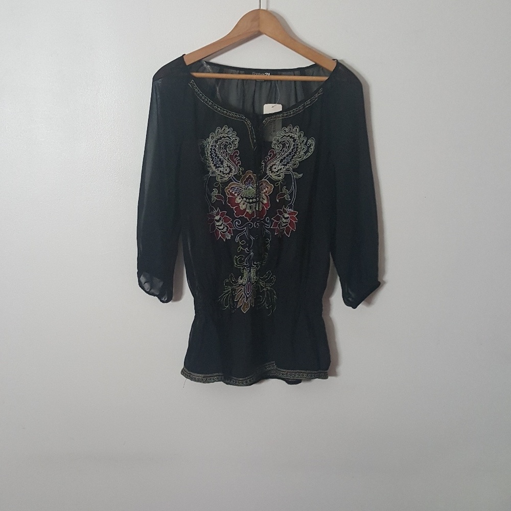 |nwt|・forever 21 boho sheer top・