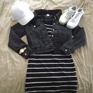 Black/white striped dress