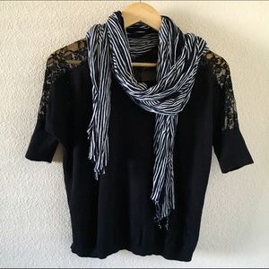 Black Sweater w/ Lace Top