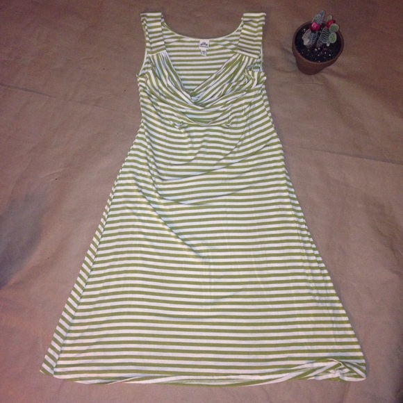 White and green striped dress