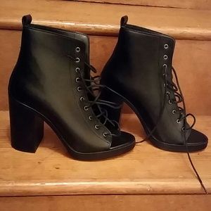 Zara lace up peep toe booties(new)