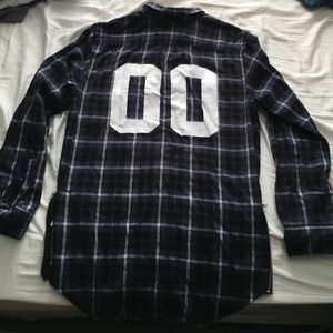 Navy Long cut jersey flannel