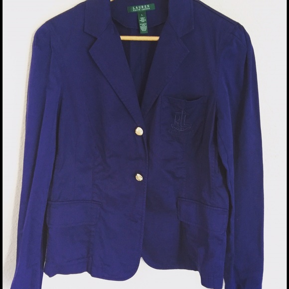 🎀Ralph Lauren blue blazer with monogram pocket.