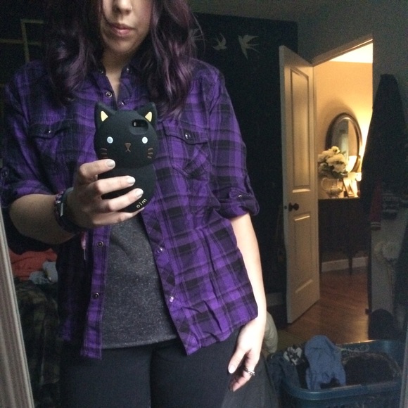 Op purple and black flannel