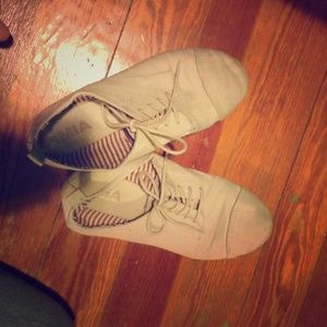 Cream colored lace up flats