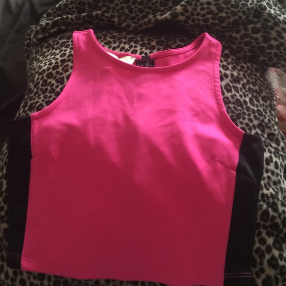 Pink and black crop top