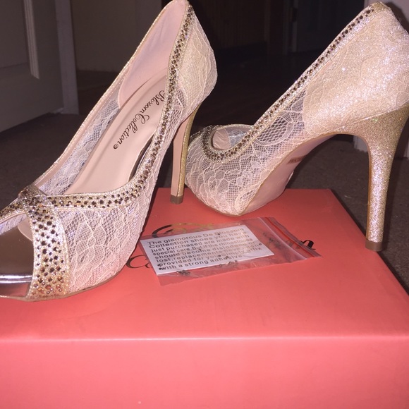 Gorgeous rhinestone & glitter lace high heels