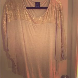 Ella Moss sequined 3/4 sleeve top in M