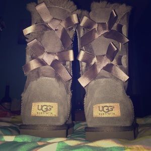 Grey Bailey Bow Uggs