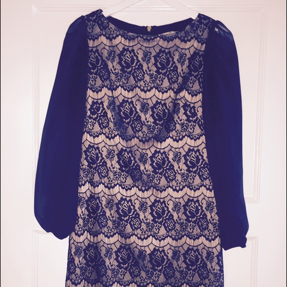 Eliza J lace navy dress