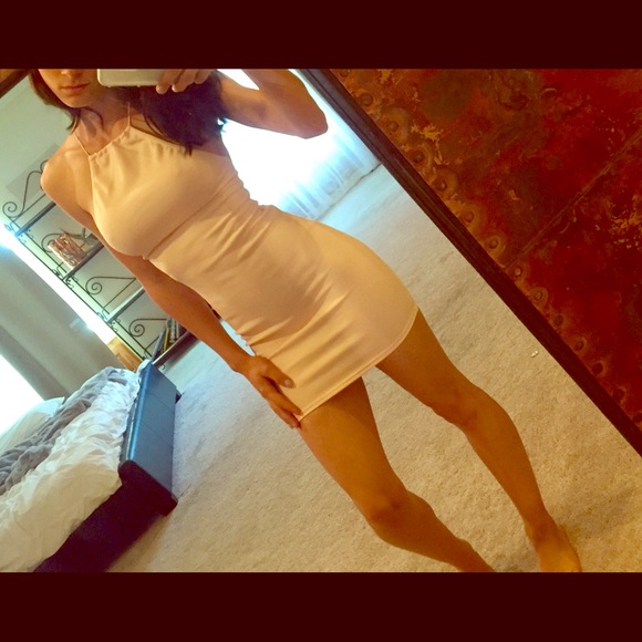 Missguided blush light pink mini dress open back