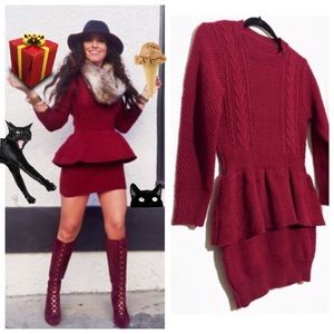 peplum sweater dress