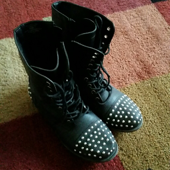 Studded Black Combat Boots