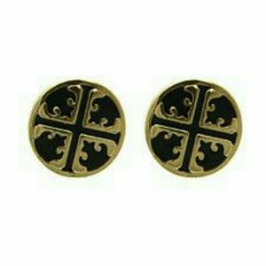 Gold and onyx round earrings NWT