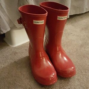 Women's Red Short Gloss Hunter Boots