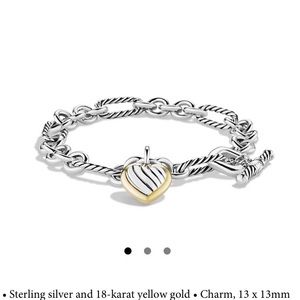 David Yurman cable heart charm bracelet