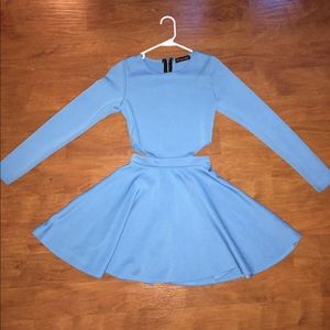 Sky blue cut-out skater dress