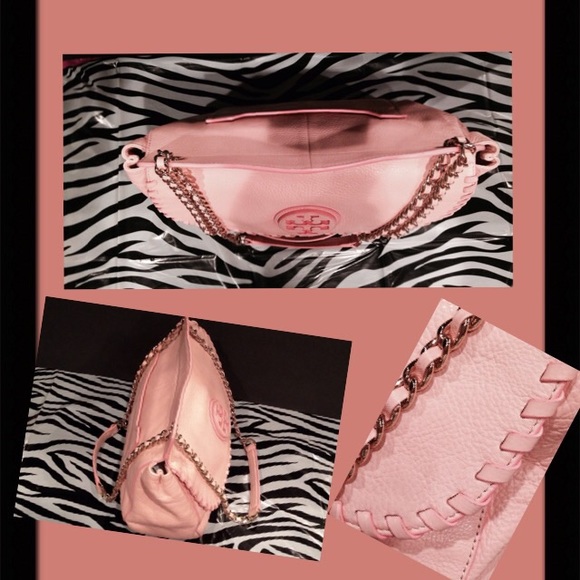 ‼️SOLD‼️TORY BURCH  Pink Pebbled Leather Satchel - Picture 3 of 4