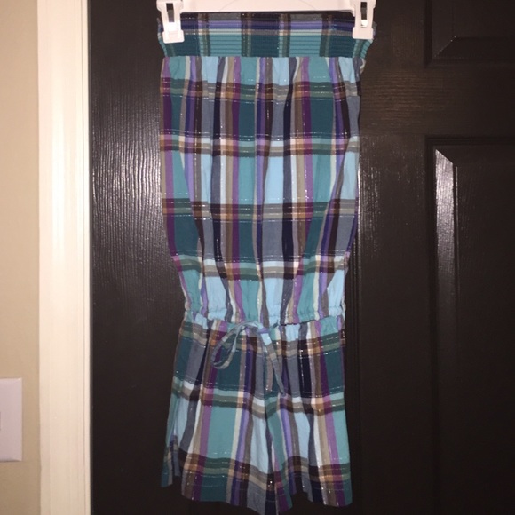 Blue plaid Express Romper Sz. XXS