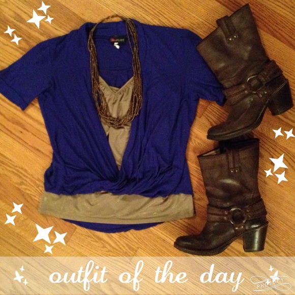 Royal Blue twist front drape top