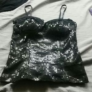 Black sequin stretch corset from forever 21