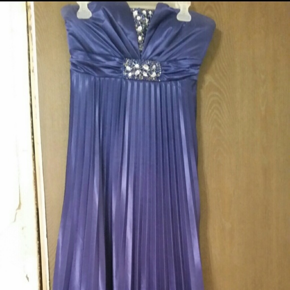 Large strapless royal blue prom dress