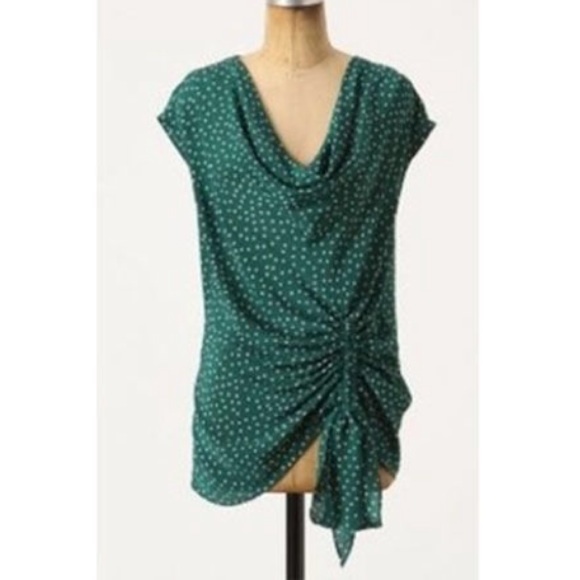Anthropologie by Maeve green polka dot top
