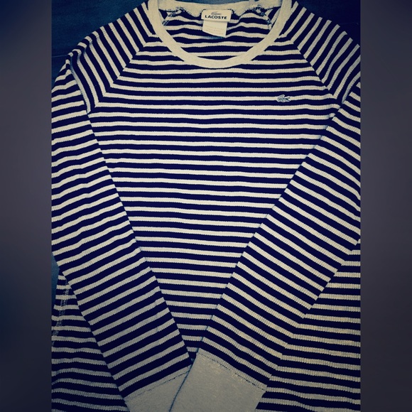 💯✔️Lacoste navy stripe sweater .