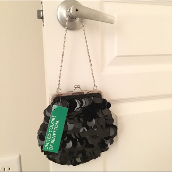 Black sequin evening purse