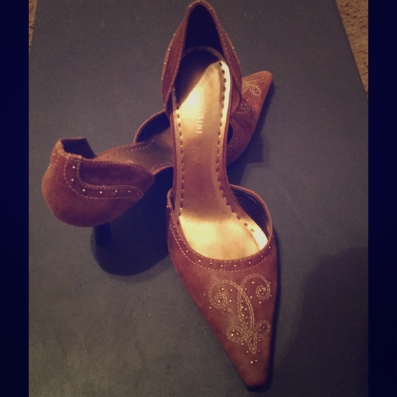 Brown leather heels